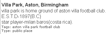 Villa star player according to Wikimapia
